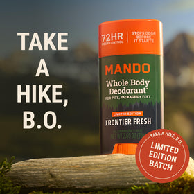 Mando Whole Body Deodorant packaging with 72-hour odor control