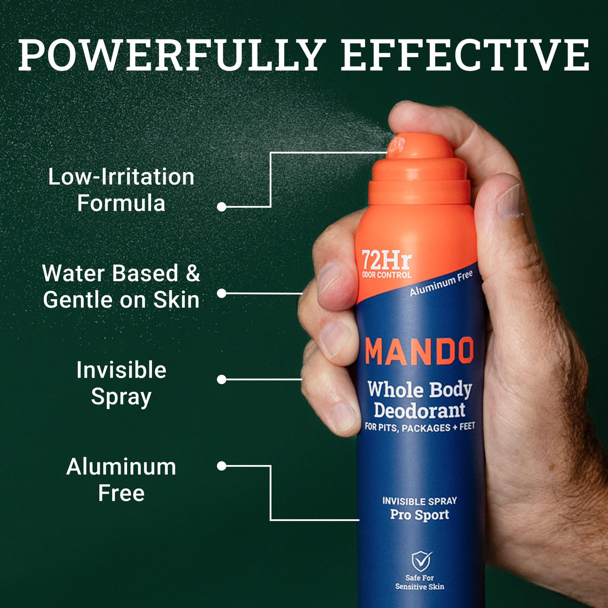 Mando Whole Body Deodorant packaging with two cans