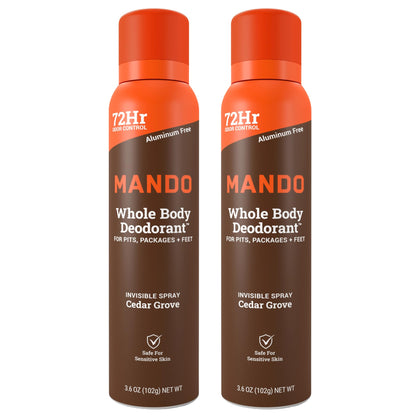 Mando Whole Body Deodorant Spray 2 pk Cedar Grove front view