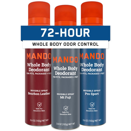 Mando Whole Body Deodorant Spray for Men 3.6 oz can front view