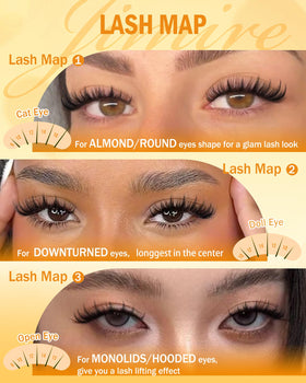 Manga-inspired lash clusters displayed in the kit