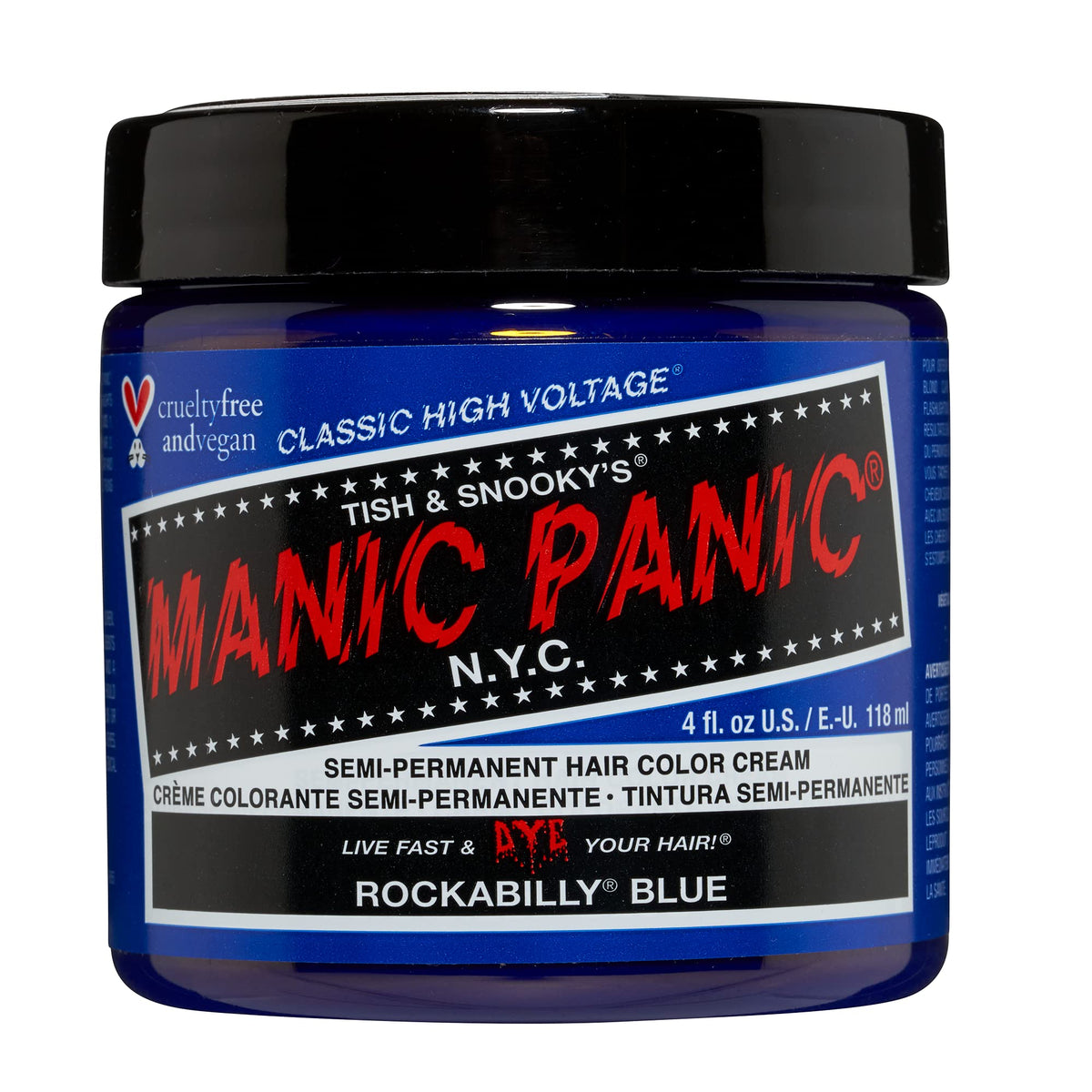 MANIC PANIC Classic Rockabilly Blue hair dye tub front view