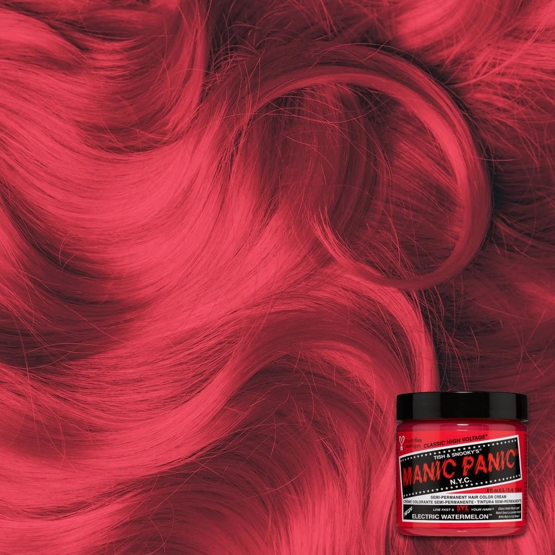 MANIC PANIC Electric Watermelon Hair Dye mixed with other colours