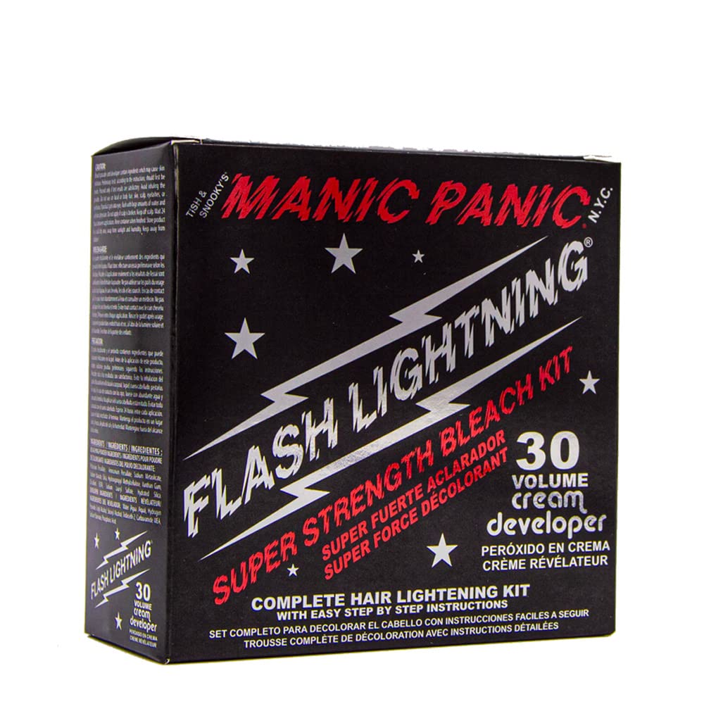MANIC PANIC Flash Lightning Hair Bleach Kit front view with included accessories
