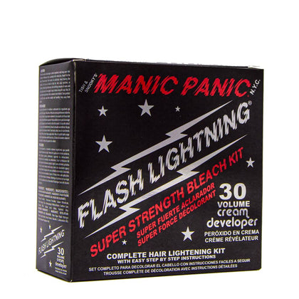 MANIC PANIC Flash Lightning Hair Bleach Kit front view with included accessories