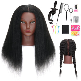MannequeenHead 16-inch mannequin head front view with human hair