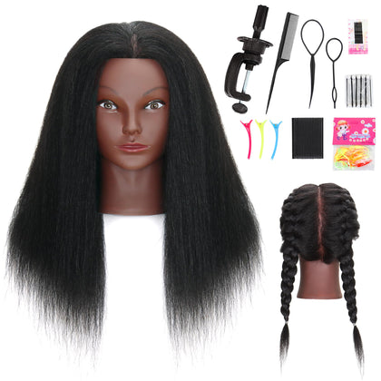 MannequeenHead 16-inch mannequin head front view with human hair