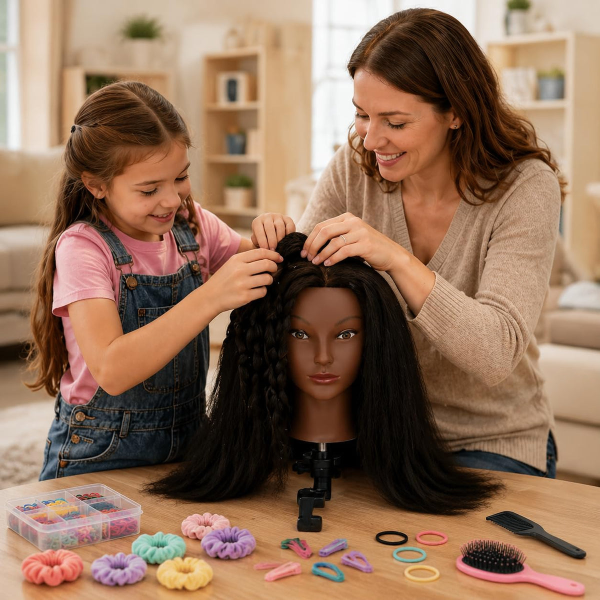 MannequeenHead mannequin head in a salon setting