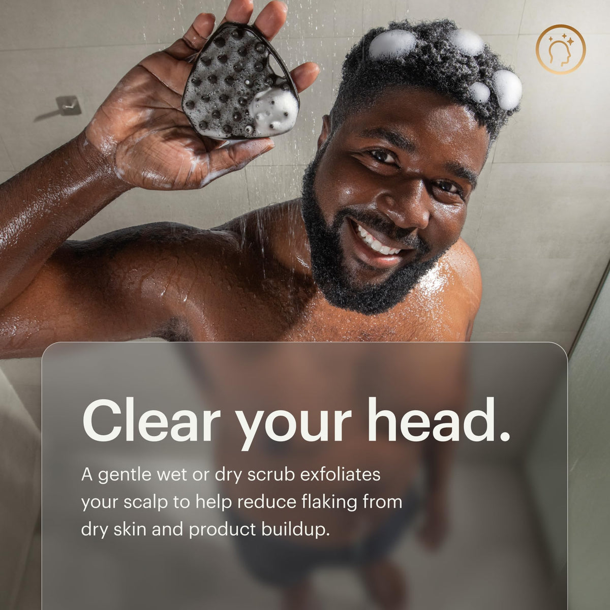 MANSCAPED Scalp Buffer hanging for storage