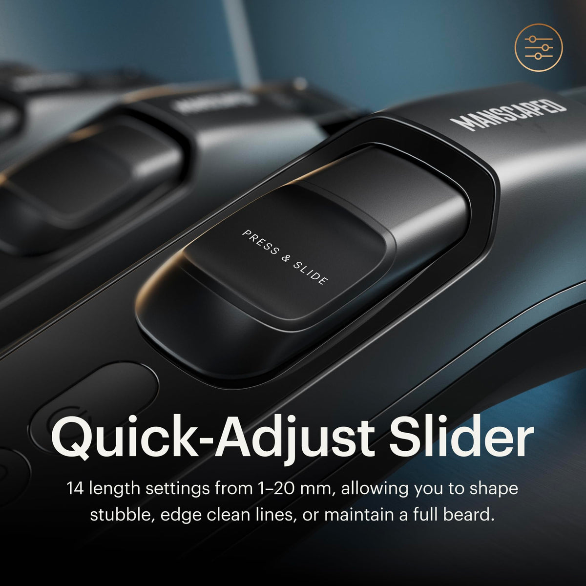 MANSCAPED The Beard Hedger PLUS in a lifestyle setting on a bathroom counter