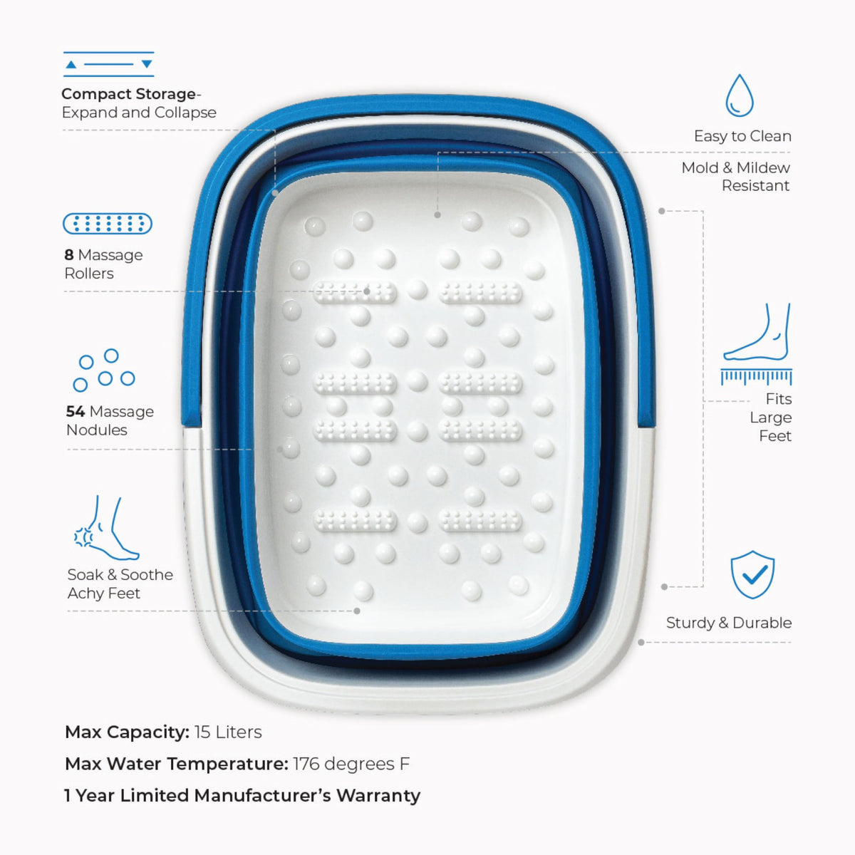 Mantello Collapsible Foot Bath folded for storage