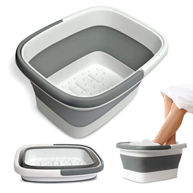 Mantello Collapsible Foot Bath front view in white and grey