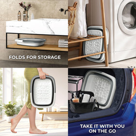 Mantello Foot Bath with carrying handle in use