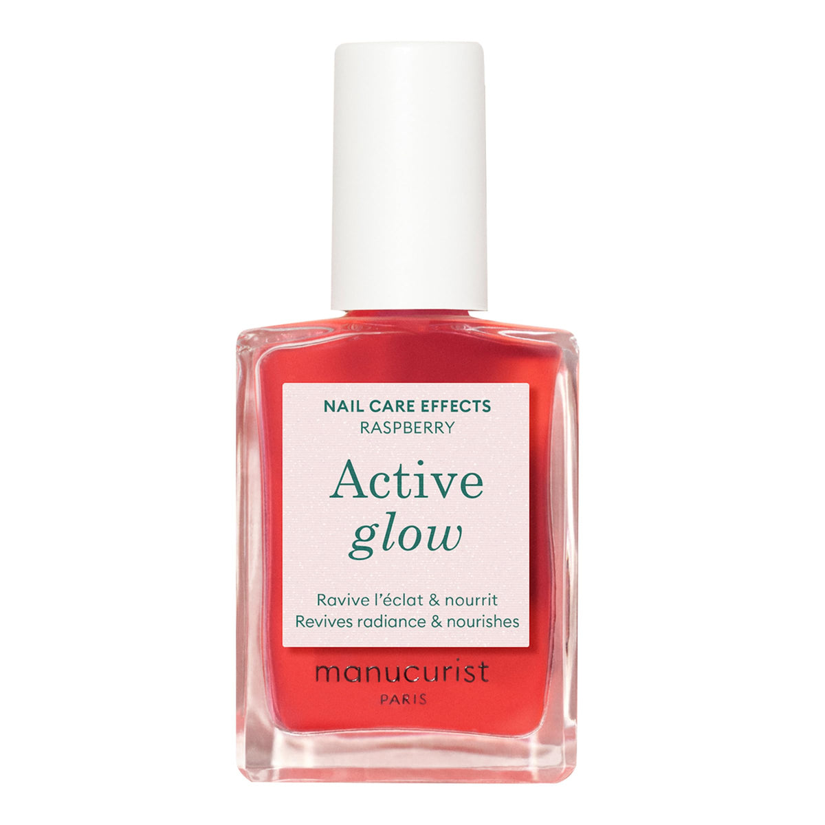 Manucurist Active Glow Raspberry Nail Concealer front view with packaging