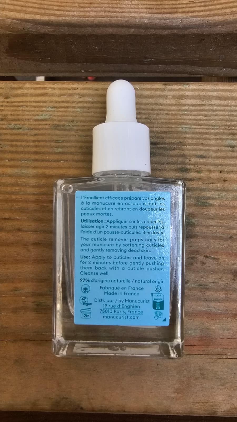 Manucurist Cuticle Remover Gel on a manicure table