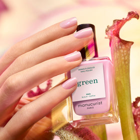 Manucurist Green Halo Nail Polish bottle with milky mauve colour