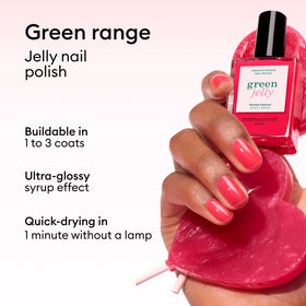 Manucurist Green Jelly Nail Polish Pomme d'Amour raspberry pink swatch on nails