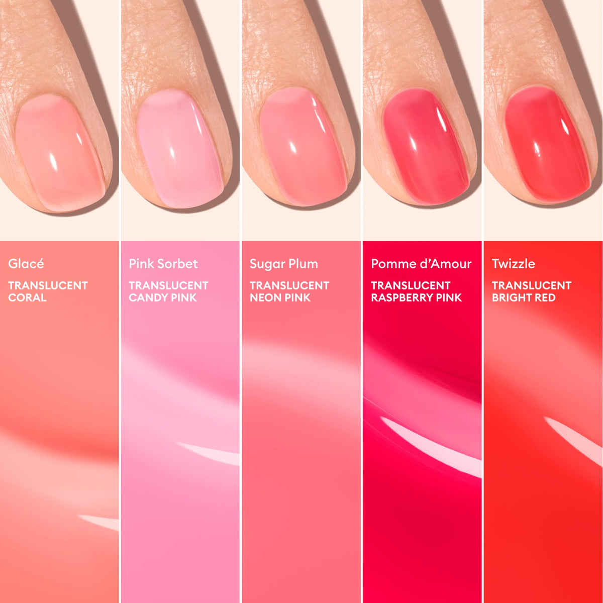 Manucurist Green Jelly Nail Polish Pomme d'Amour raspberry pink with other nail products