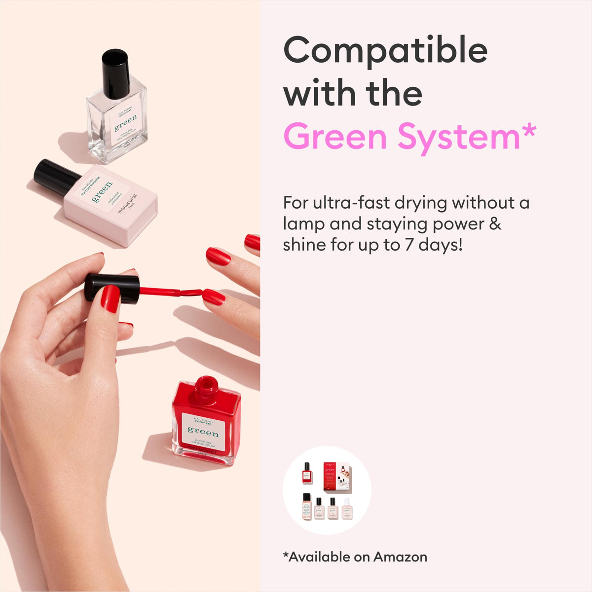 Manucurist Green Neon Pink Nail Polish with top coat