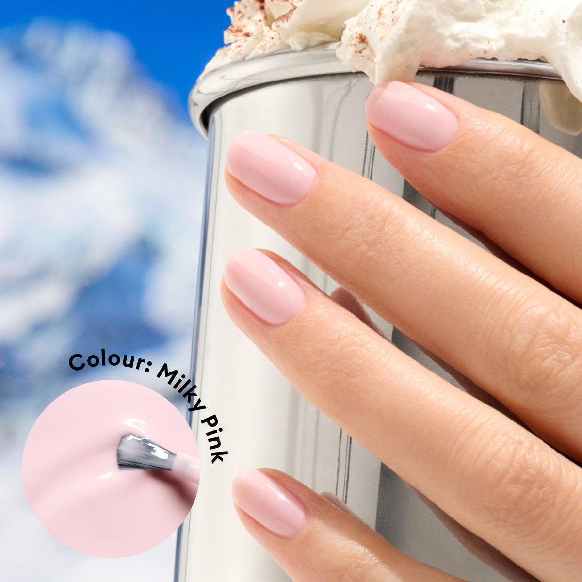 Manucurist Milky Pink Nail Polish brush close-up