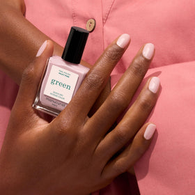 Manucurist Milky Pink Nail Polish with application on nails
