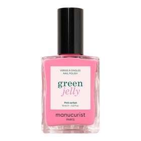 Manucurist Pink Sorbet Green Jelly Nail Polish front view with blue undertones
