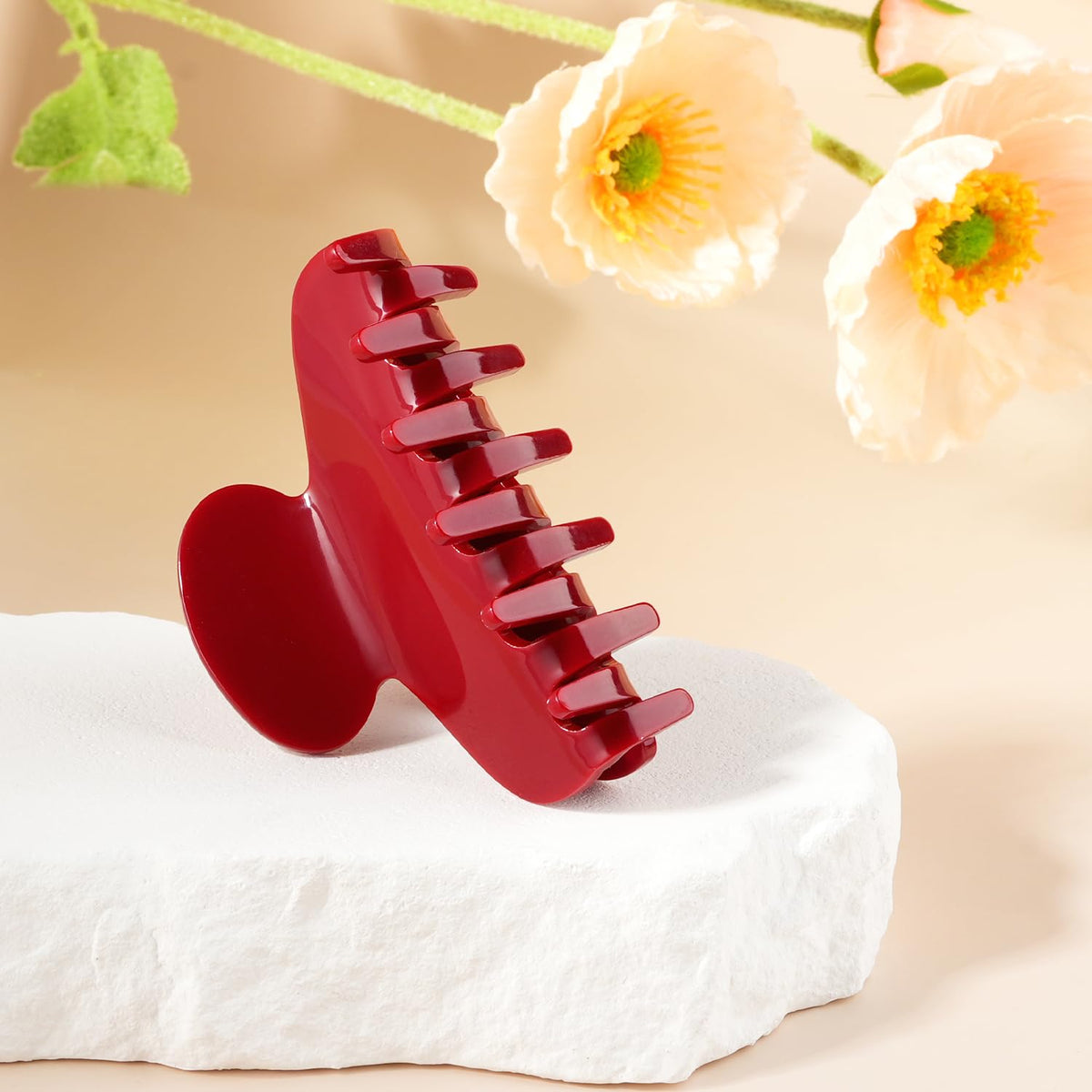 MAORULU Medium Acetate Hair Claw Clip Cherry Red lifestyle shot