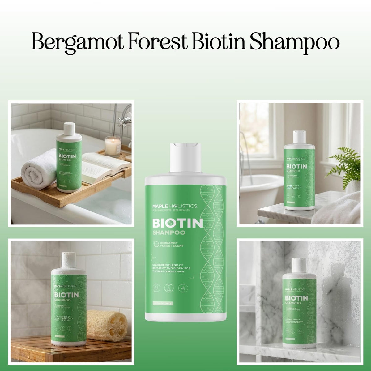 Maple Holistics Biotin Shampoo bottle with natural oils