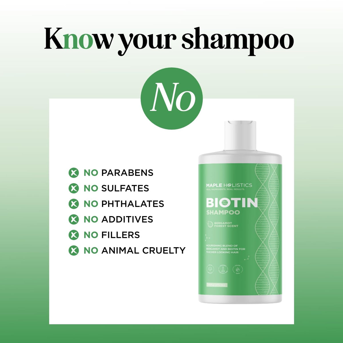 Maple Holistics Biotin Shampoo in a bathroom setting
