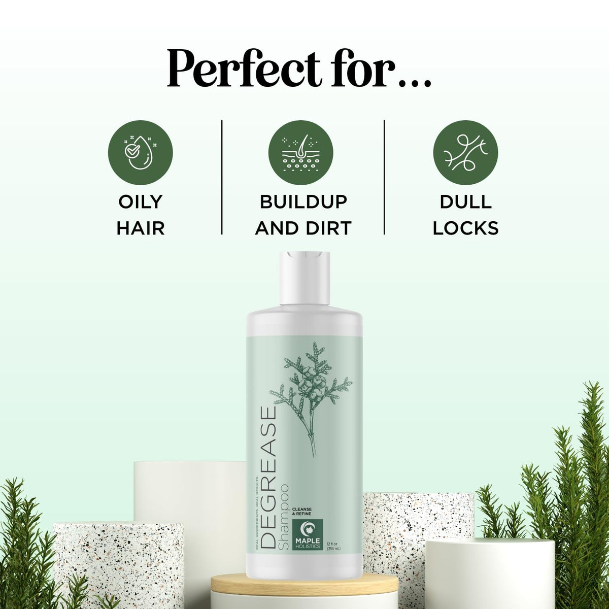 Maple Holistics Clarifying Shampoo in a bathroom setting