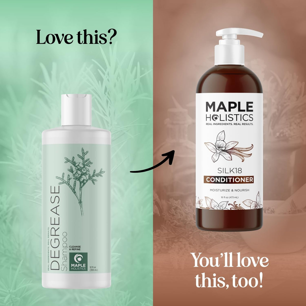Maple Holistics Clarifying Shampoo on a wooden shelf