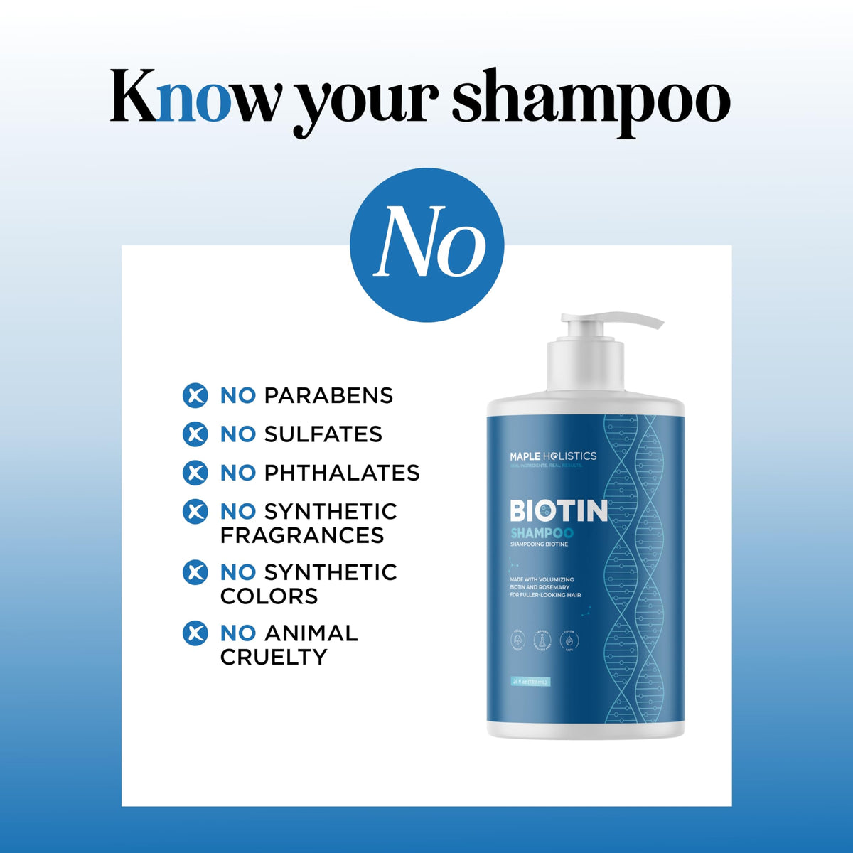Maple Holistics Rosemary and Biotin Shampoo on wooden shelf