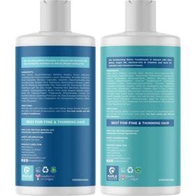 Maple Holistics Rosemary Biotin Shampoo and Conditioner on a bathroom shelf