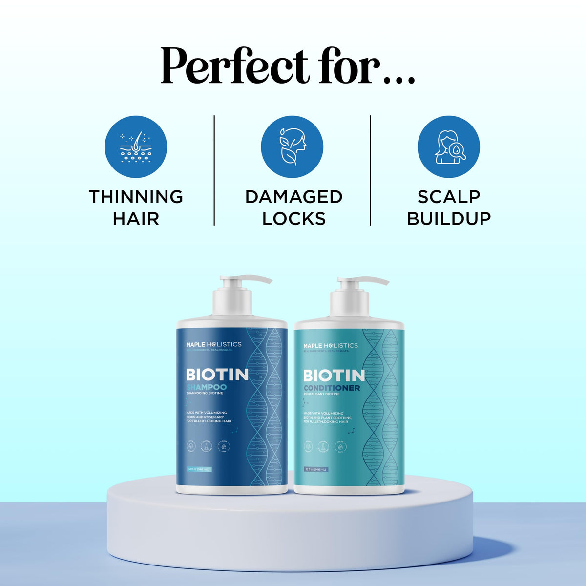 Maple Holistics Rosemary Biotin Shampoo and Conditioner Set lifestyle scene