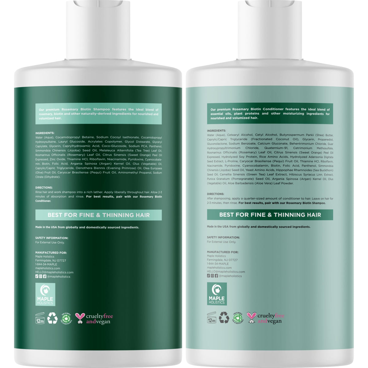 Maple Holistics shampoo and conditioner in a bathroom setting