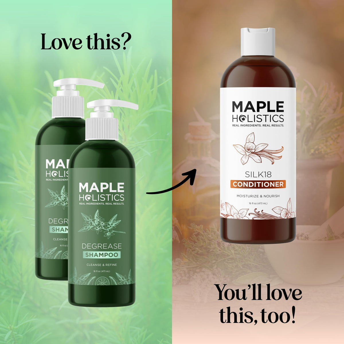 Maple Holistics shampoo application on hair
