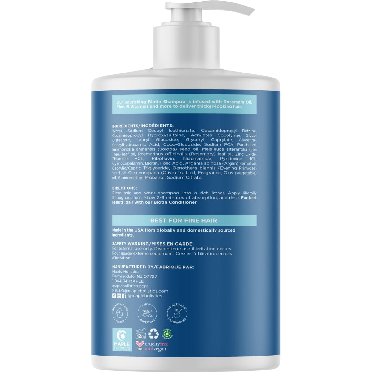 Maple Holistics shampoo bottle side view