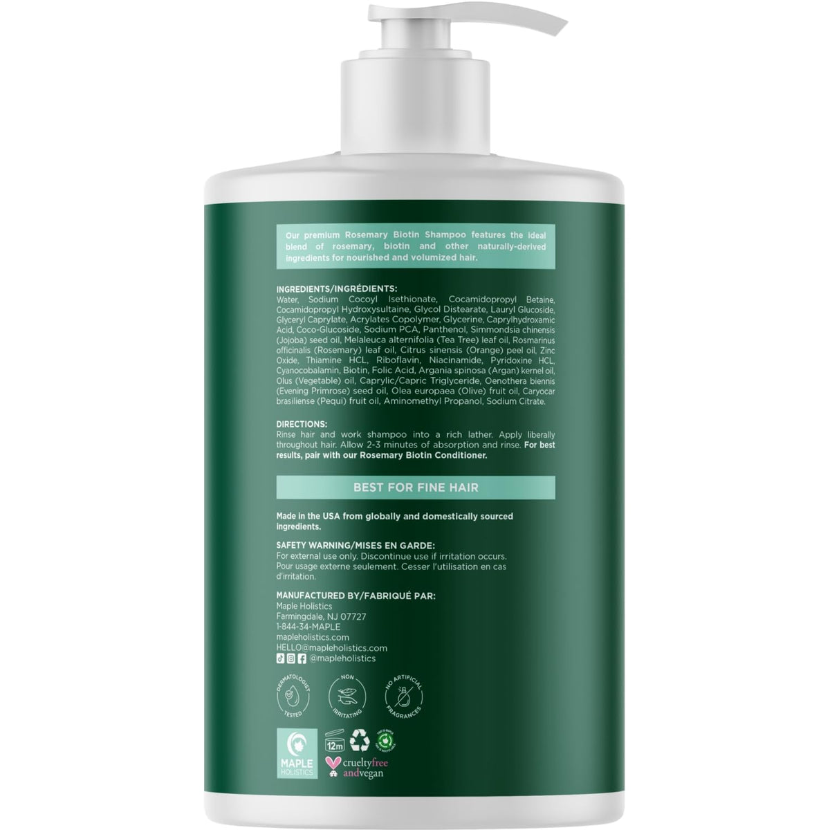 Maple Holistics shampoo bottle with natural background