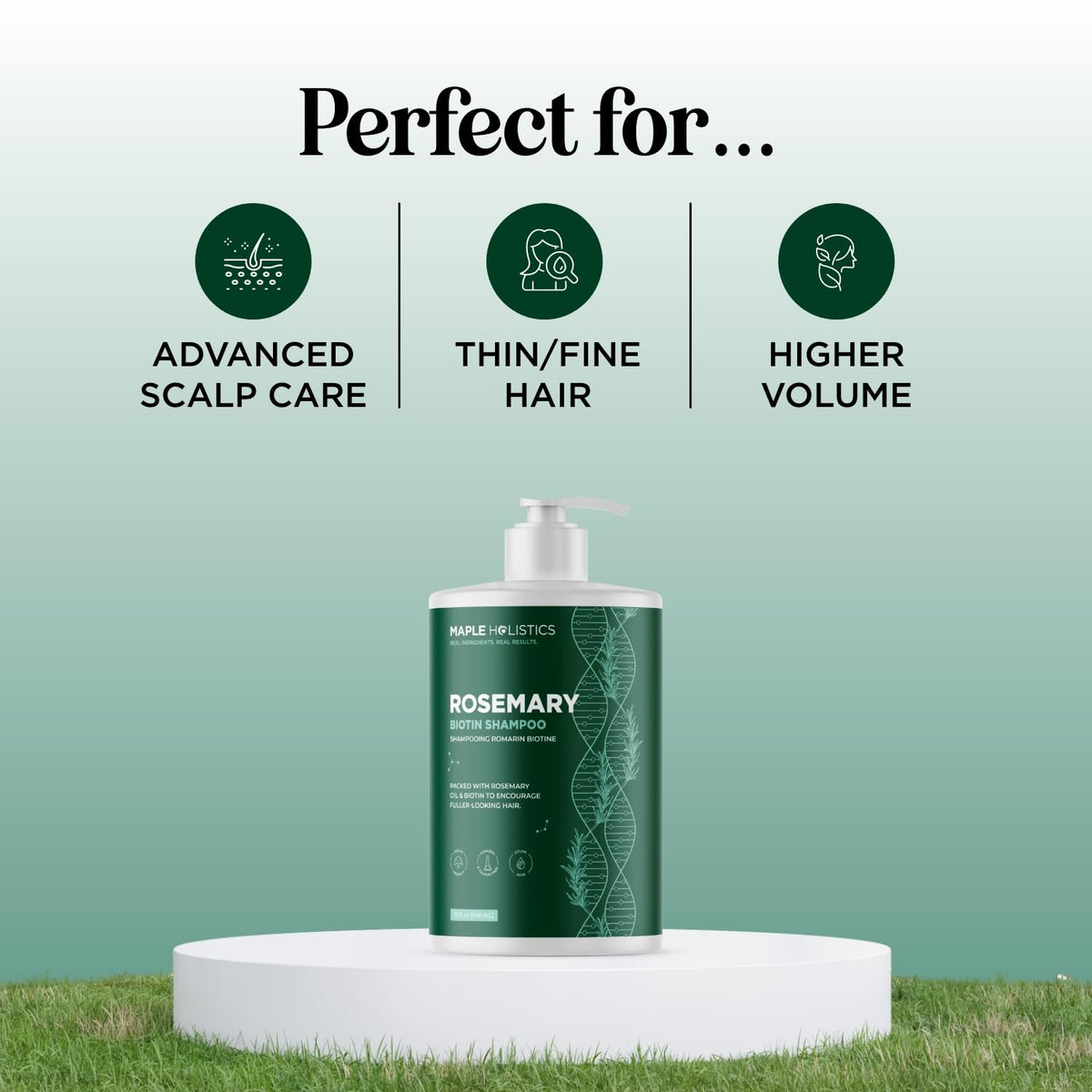 Maple Holistics shampoo in a bathroom setting