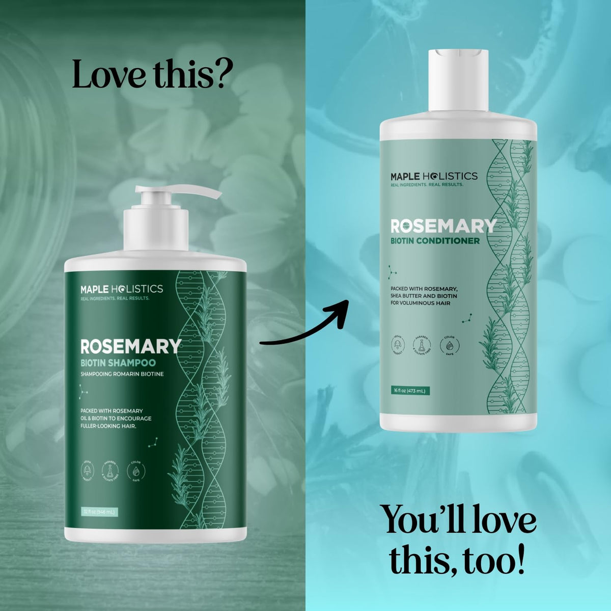 Maple Holistics shampoo with rosemary leaves