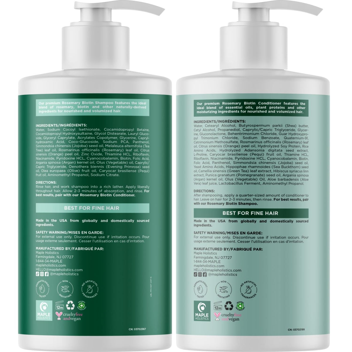 Maple Holistics Volumizing Biotin Conditioner back view