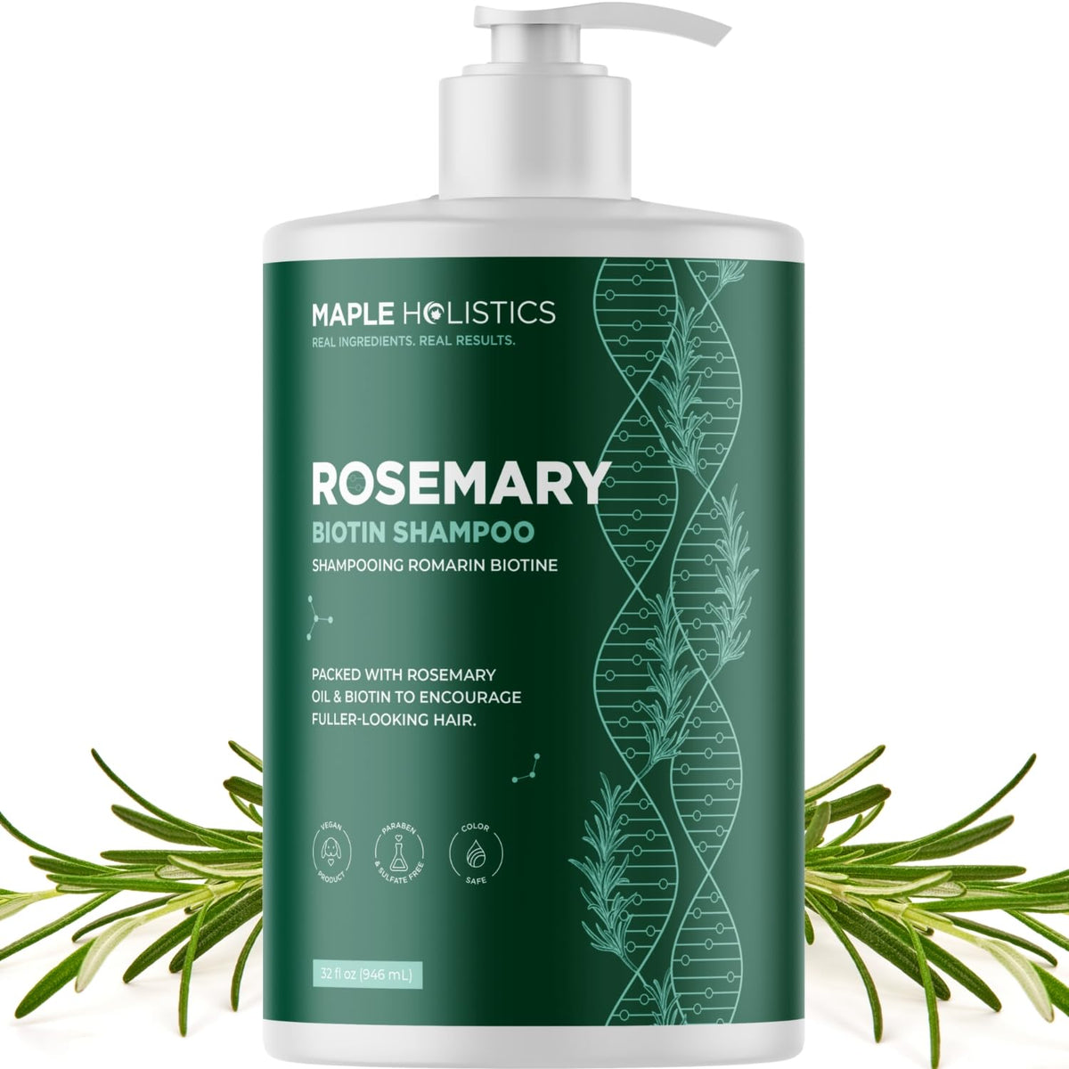 Maple Holistics Volumizing Biotin Rosemary Shampoo 32 Fl Oz front view