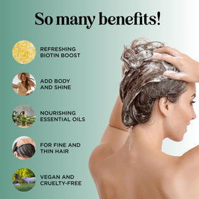 Maple Holistics Volumizing Biotin Rosemary Shampoo back view with ingredient list