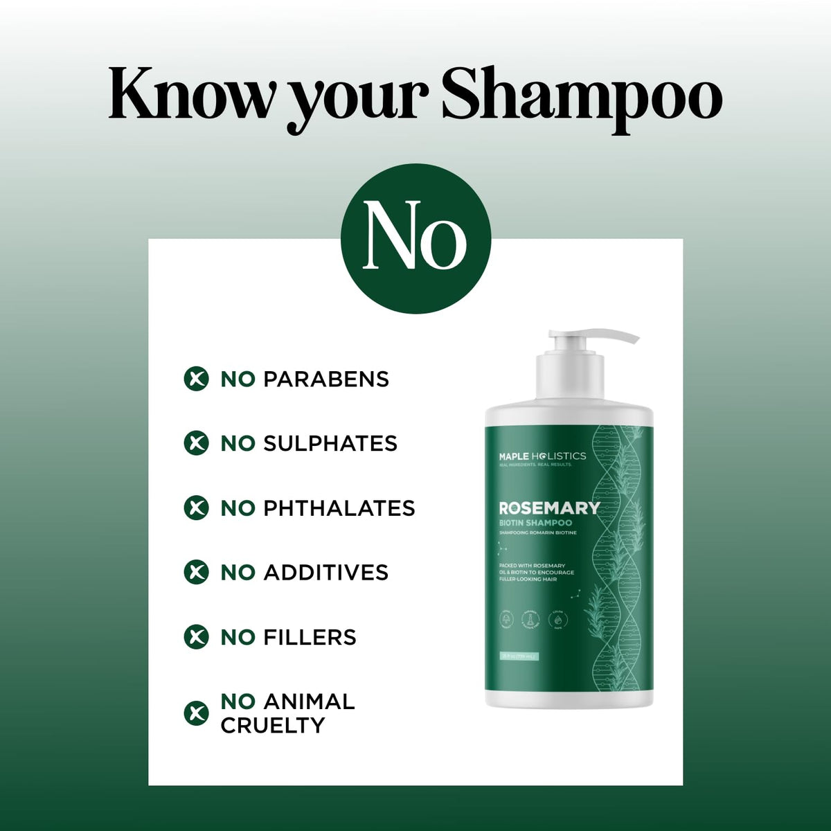 Maple Holistics Volumizing Biotin Rosemary Shampoo with rosemary leaves