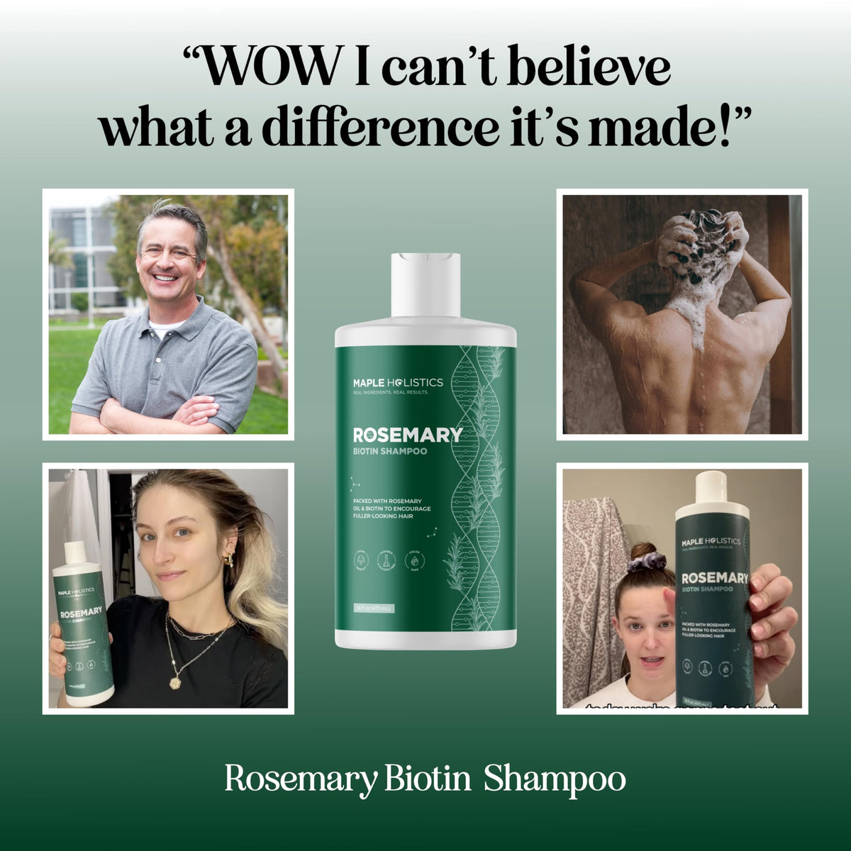 Maple Holistics Volumizing Biotin Rosemary Shampoo with rosemary leaves and tea tree oil