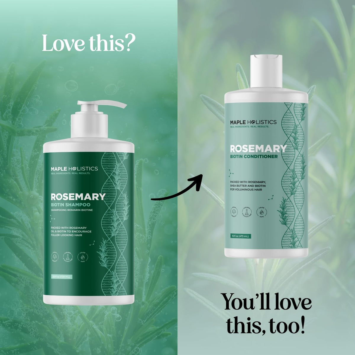 Maple Holistics Volumizing Biotin Rosemary Shampoo with tea tree oil