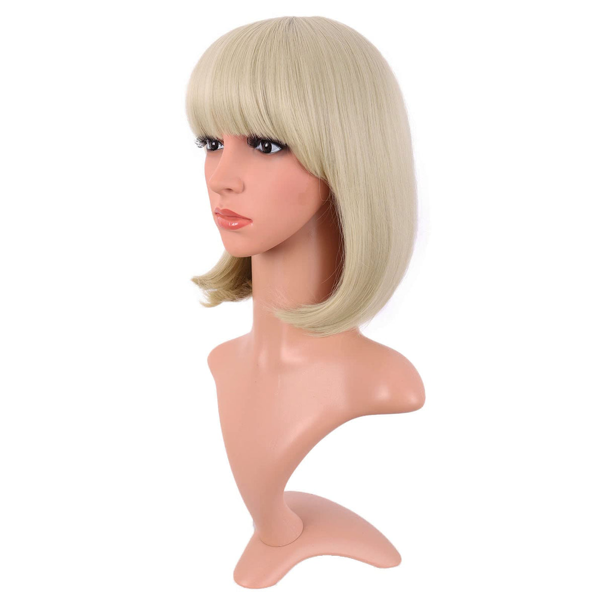 MapofBeauty 12 Inch Blonde Straight Bob Wig back view