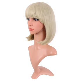 MapofBeauty 12 Inch Blonde Straight Bob Wig back view