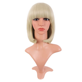 MapofBeauty 12 Inch Blonde Straight Bob Wig front view