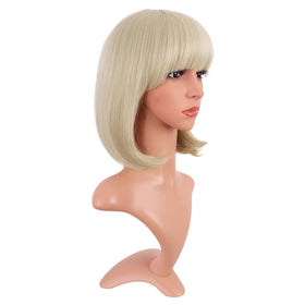 MapofBeauty 12 Inch Blonde Straight Bob Wig side view